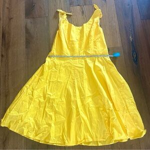 Vintage Reproduction Yellow Tie Sleeve Swing Dress
